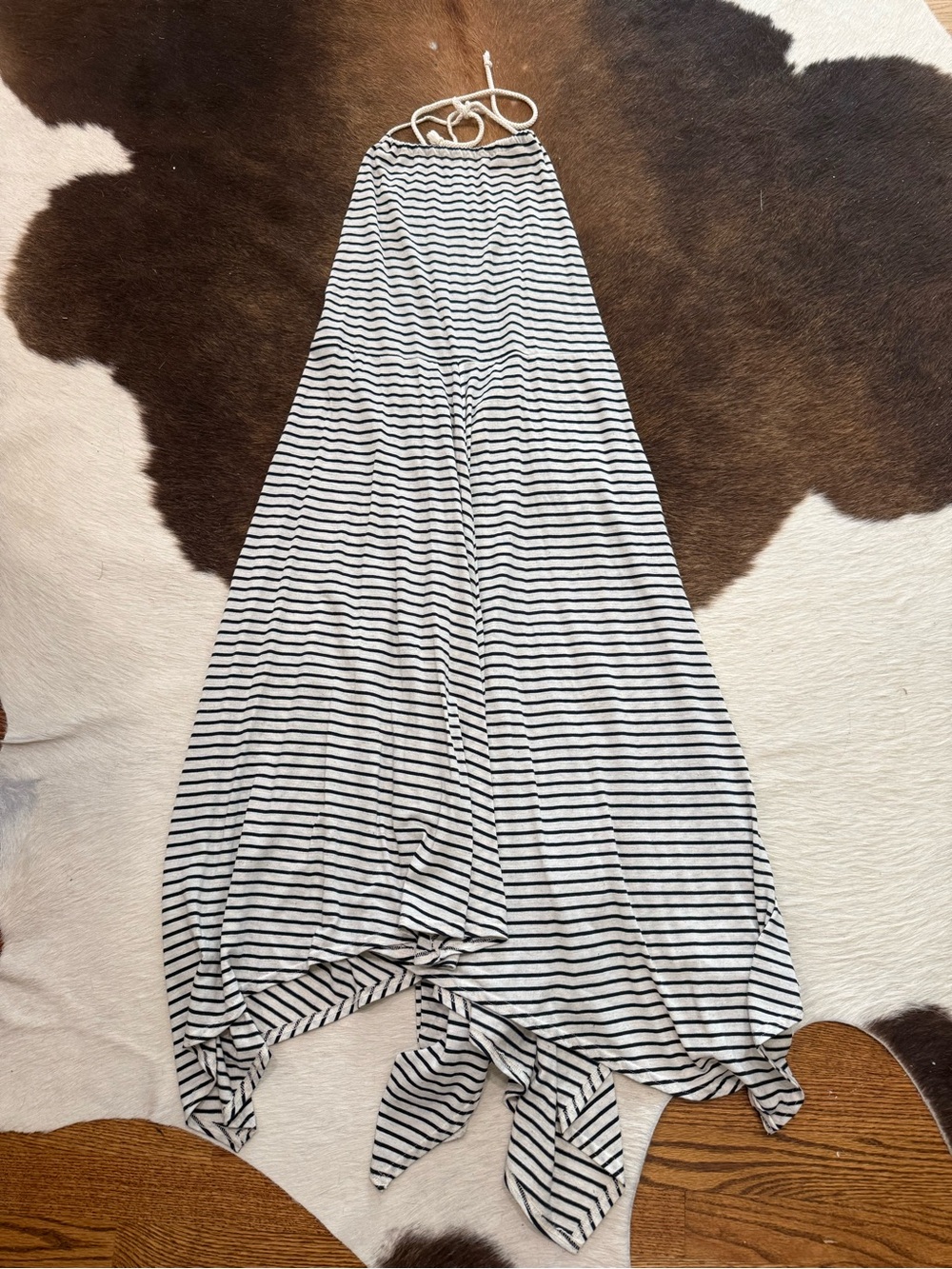 We The Free Black & White Striped Backless Halter Maxi